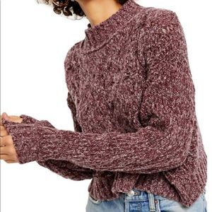 NWT! Free People Dark Purple Merry Go Round Sweater